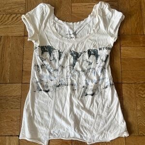Free People We The Free Graphic Fitted Scoop Neck Tee Shirt Wyoming Horses M